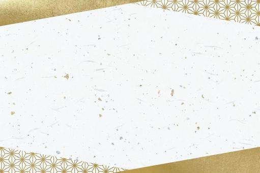 紙のテクスチャ（大礼紙金銀箔+金麻の葉） 和紙,金色,白の写真素材