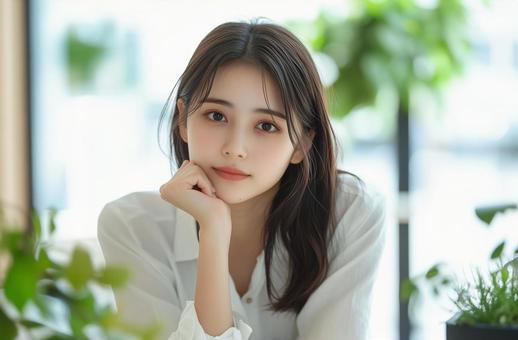 見つめる女性社員 見つめる女性社員の写真