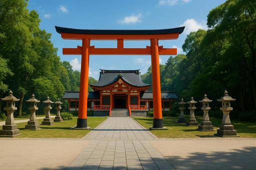 鳥居と神社 鳥居と神社の写真