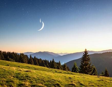 美しい月夜の風景 美しい月夜の風景の写真