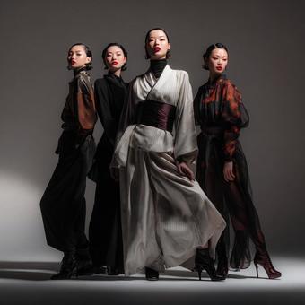 モダンな衣装を着た4人の女性 モダンな衣装を着た4人の女性の写真