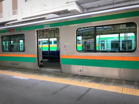 Photo, electric train, station, commuting train, 