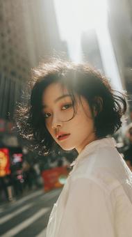 光と影が織りなす都会のポートレートの写真