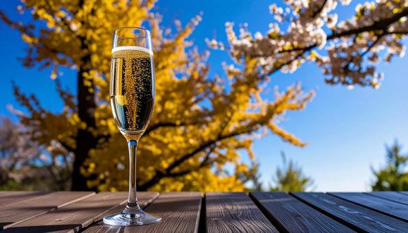 シャンパンと銀杏 シャンパンと銀杏の写真