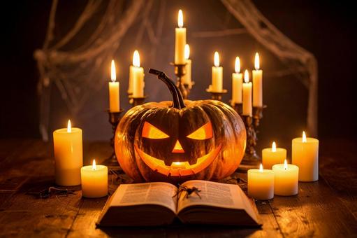 ハロウィンのかぼちゃと本03 ハロウィンのかぼちゃと本03の写真