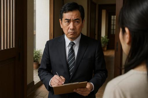 役所職員を装い訪問する人物の写真