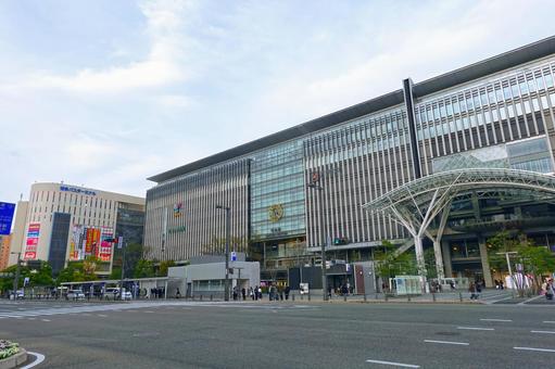 jr博多シティと博多バスターミナル jr博多シティと博多バスターミナル 博多駅ビル,ハンズ,博多阪急の写真素材