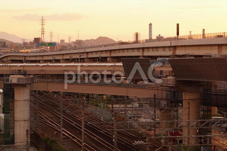 街の夕景 夕景,晴れ,町並みの写真素材