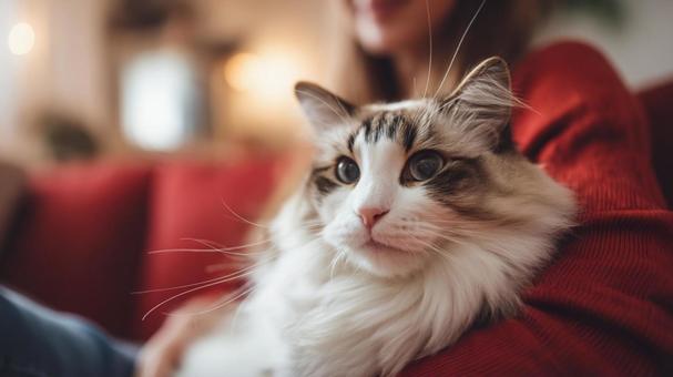 自宅でリラックスする猫の姿の写真