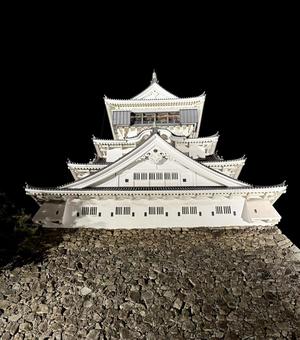 夜の小倉城 小倉城,小倉,福岡の写真素材