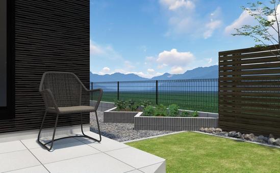 タイルテラスのある癒しの庭-番外編 庭,外構,エクステリアの写真素材