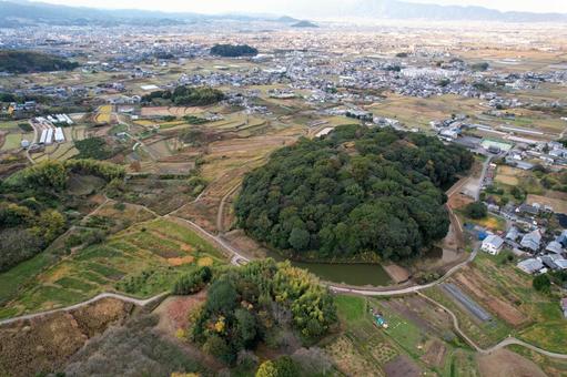 景行天皇陵に治定されている渋谷向山古墳 古墳,渋谷向山古墳,景行天皇の写真素材