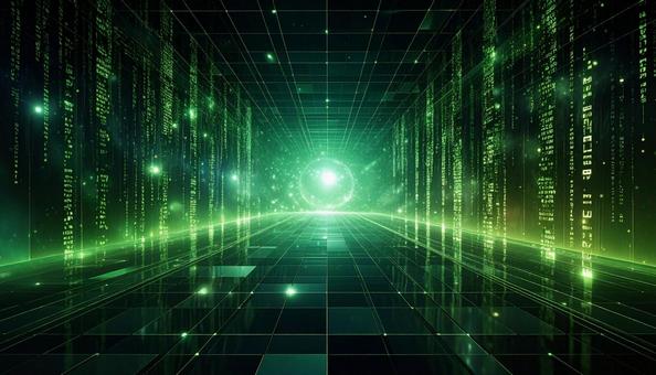 光の中心に導かれるデジタル回廊の写真