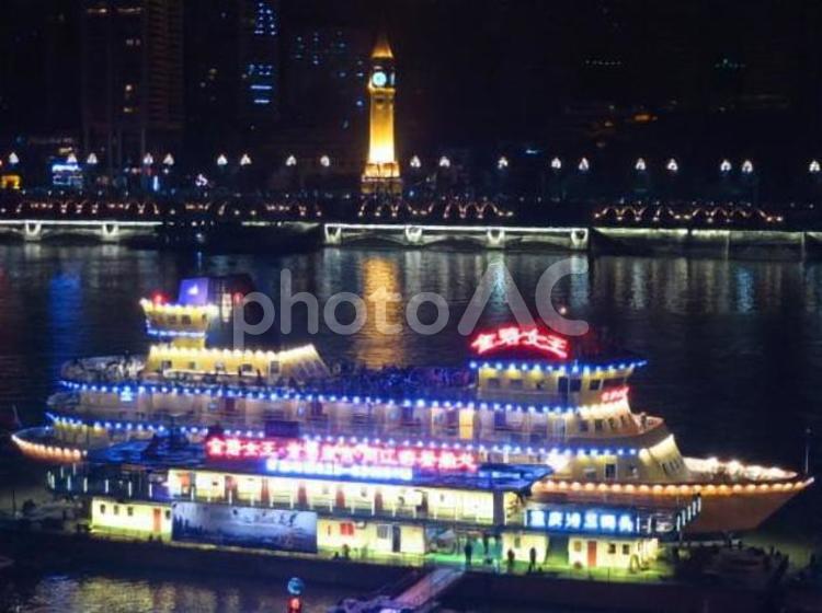 中国　重慶の夜景　33 夜景,中国,重慶の写真素材