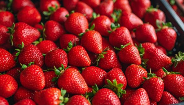 たくさんのイチゴの背景素材の写真