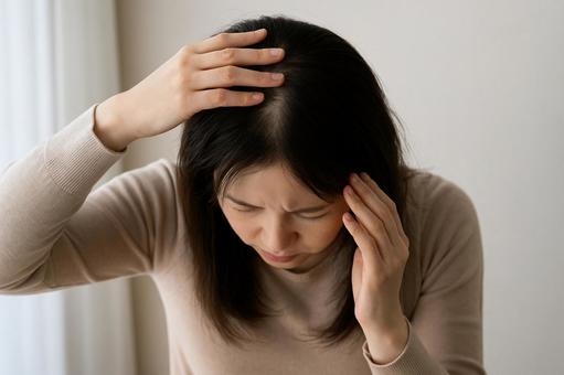 AGAに悩む女性 AGAに悩む女性の写真