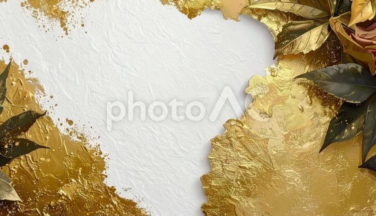 白と金色の和紙　金箔風　年賀状風 白,金,金箔の写真素材