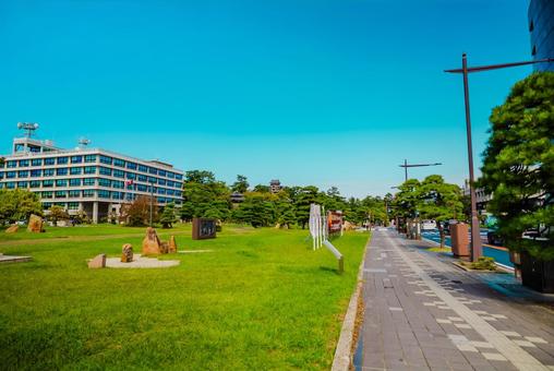 【島根】島根県庁 島根,松江,川の写真素材