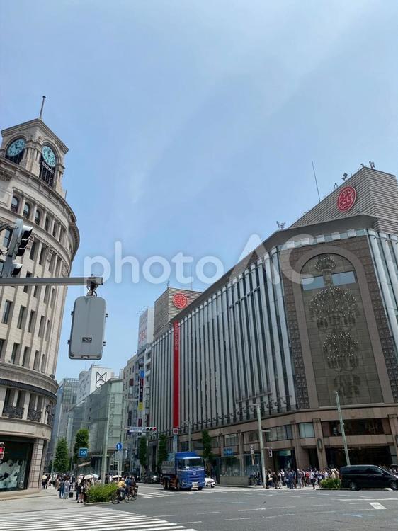 銀座4丁目交差点 ginza,東京,銀座の写真素材