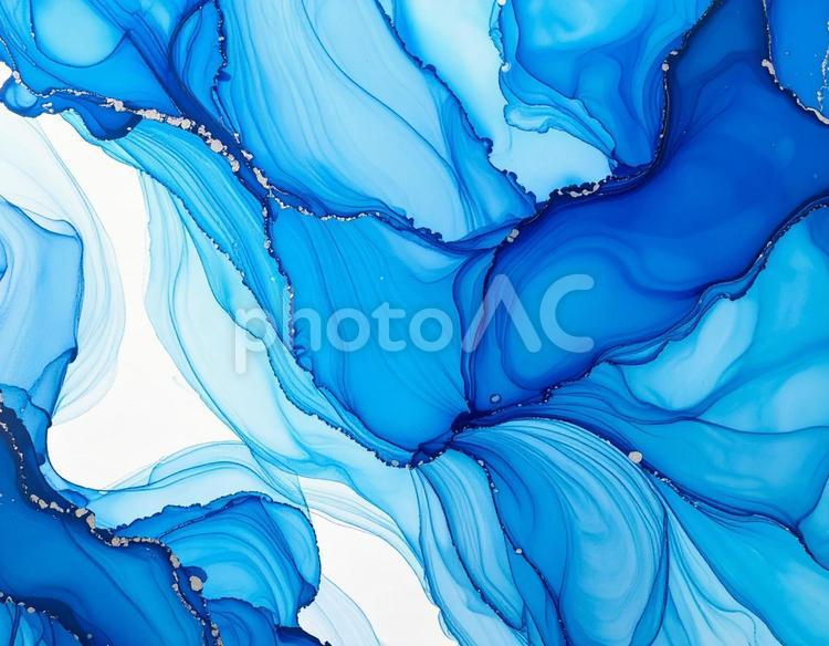 透明感のある青インクアート インク,青,グラデーションの写真素材