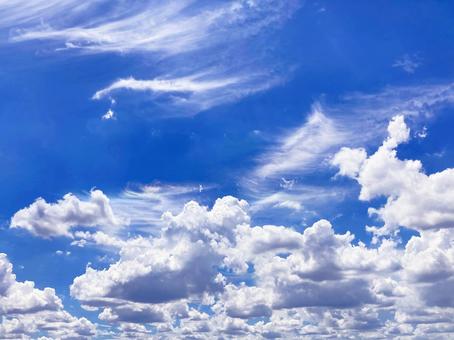 夏空 夏空 夏空,雲,白の写真素材