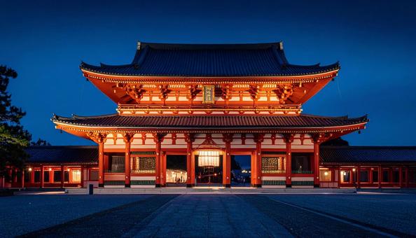 夜の神社 夜の神社の写真