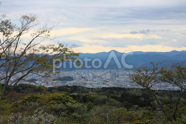 静岡の街を望む 静岡,街,山の写真素材