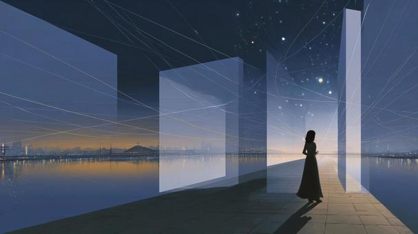 星空と女性 星空と女性の写真