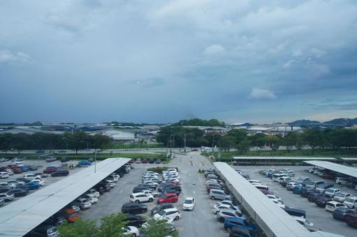 駐車場 屋上,駐車場,車の写真素材
