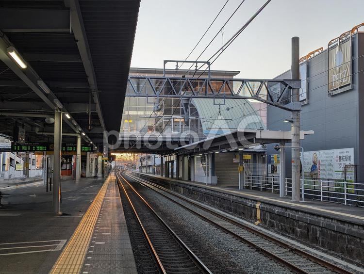 藤枝の夕焼け 静岡,藤枝,駅の写真素材