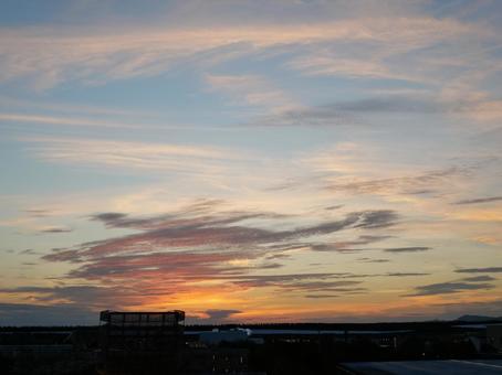 夕焼け空 空,夕焼け,夕方の写真素材