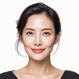 穏やかな笑顔のアジア人女性のポートレート 穏やかな笑顔のアジア人女性のポートレートの写真