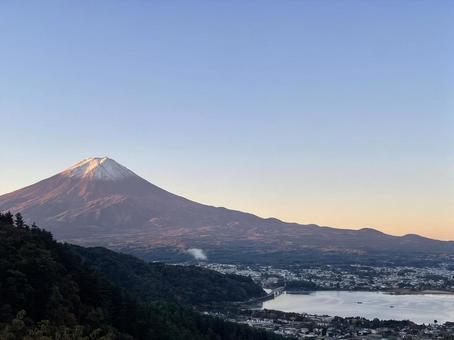 富士山 山,自然,夕方の写真素材