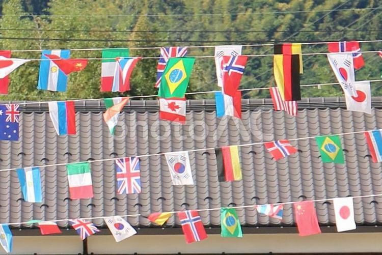 運動会の国旗 運動会,競技,体育祭の写真素材