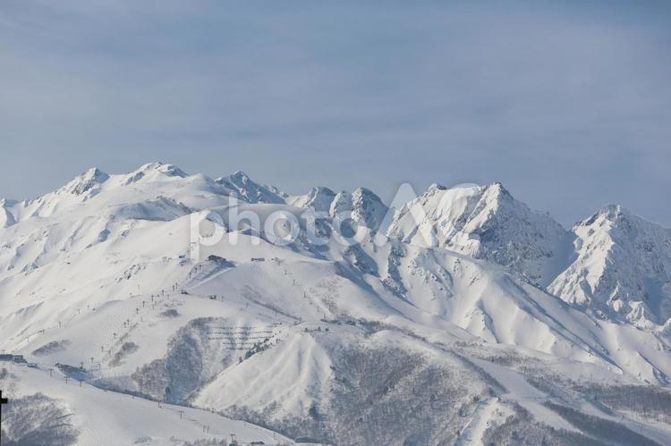 白銀の世界 白馬村,冬景色,北アルプスの写真素材