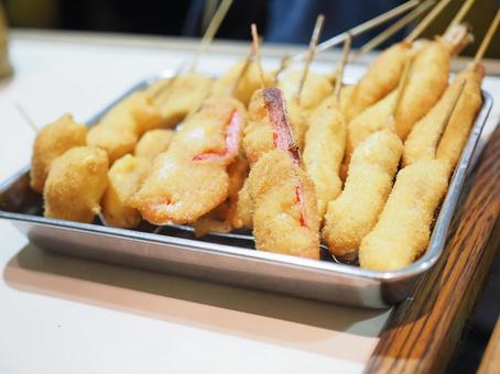 いろんな種類の串カツ 串揚げ,串カツ,衣の写真素材