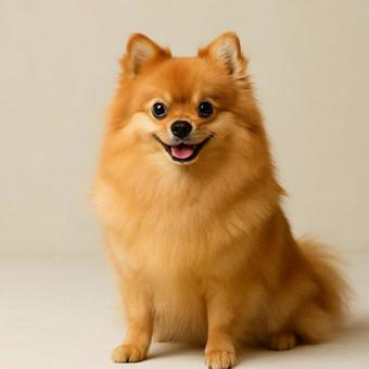 おすましポーズのポメラニアンの写真