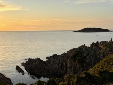 Tojinbo and Oshima in Fukui Prefecture on a summer evening, JPG