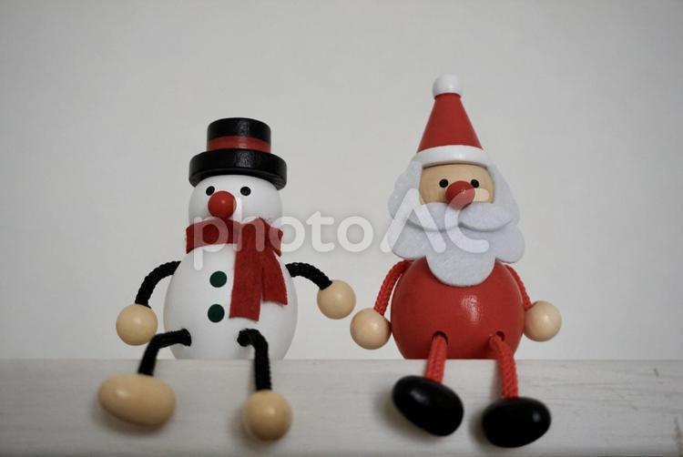 クリスマスの記念撮影 サンタさん,雪だるま,クリスマスの写真素材