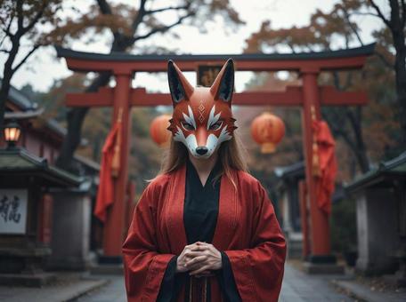 狐の面の写真