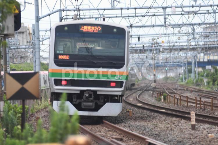 東海道線　鎌倉（客貨）踏切 東海道線,鎌倉（客貨）踏切,乗り物の写真素材