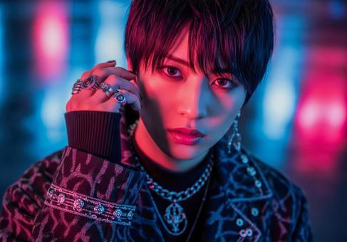 サイバーパンク都市ストリートファッションの写真