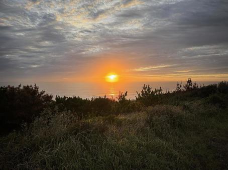 鉾田市の朝日 朝日,海辺,鉾田市の写真素材