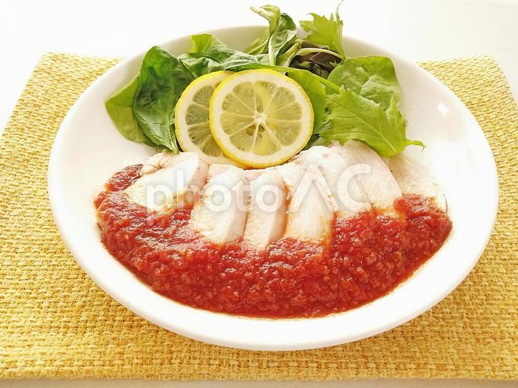 鶏ハム　トマトソース 鶏ハム,トマトソース,高蛋白質の写真素材