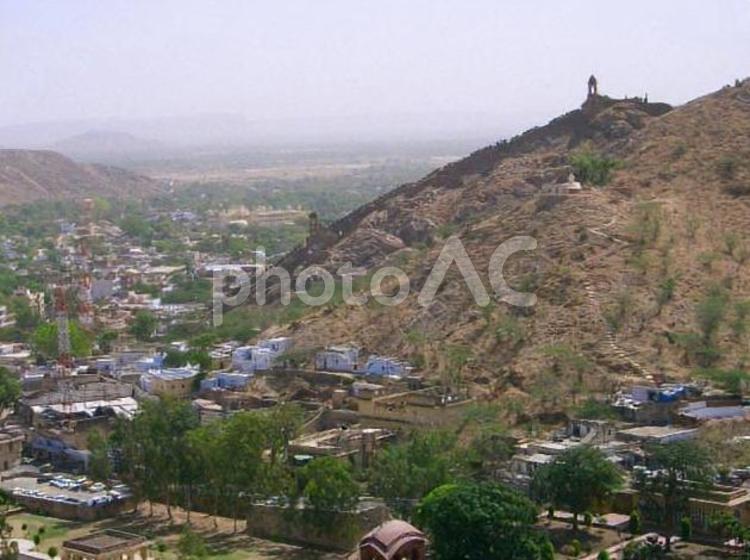 ラジャスタンの丘陵城塞群　お城　インド 城壁,城塞,世界遺産の写真素材