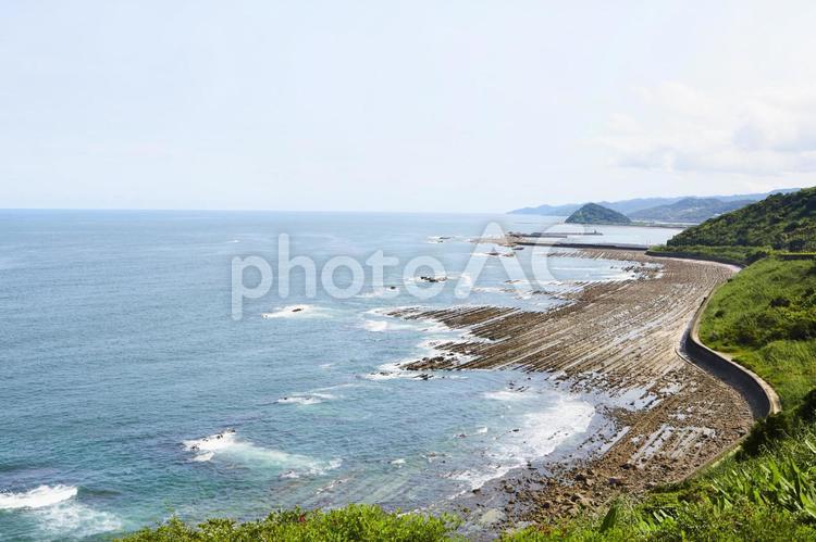 日南海岸の海岸線 堀切峠,夏,宮崎県の写真素材