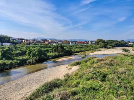 和泉橋から見る安楽川上流方面と対岸和泉町 和泉橋,安楽川,旧東海道の写真素材