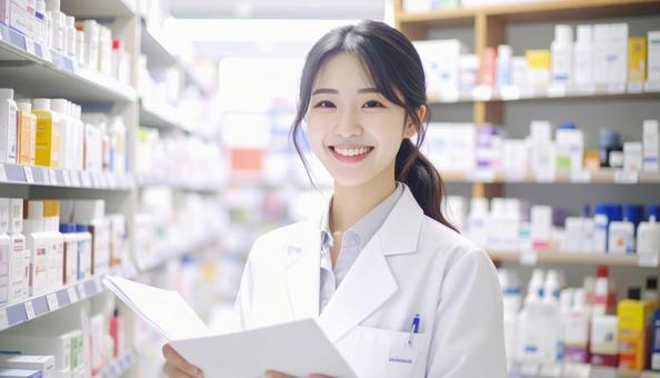 笑顔で働く薬剤師 笑顔で働く薬剤師の写真