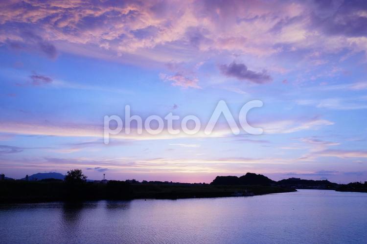 夕暮れの風景 夕方,夕景,空の写真素材