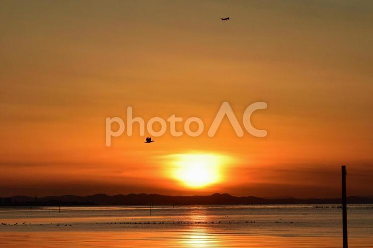 千葉江川海岸の夕暮れ 夕暮れ,海岸,夕焼けの写真素材